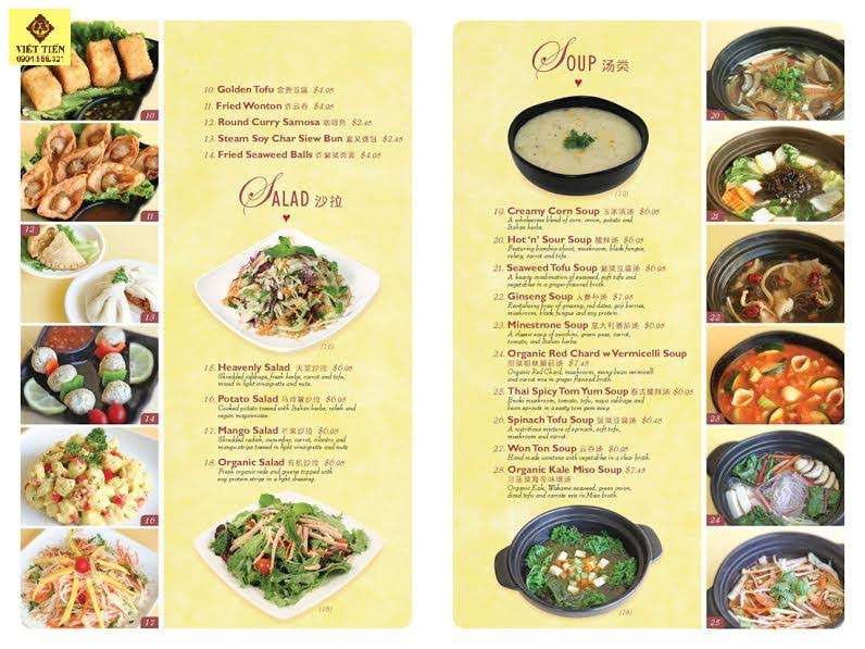 In menu thực đơn món ăn cho nhà hàng đẹp giá rẻ tại Hà Nội