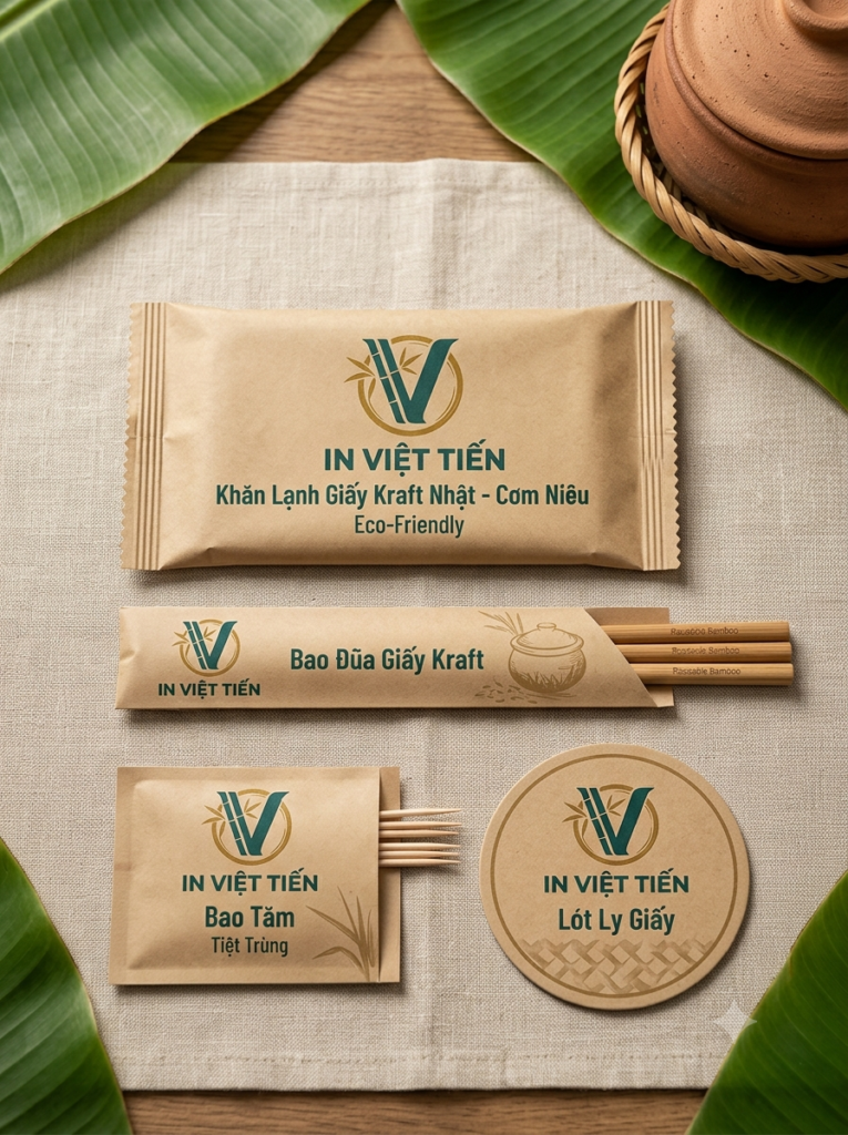 Khăn Lạnh Giấy Kraft Nhật Cho Chuỗi Cơm Niêu & Ẩm Thực Truyền Thống TP.HCM 3 In Khăn Lạnh Giấy Kraft Nhật Tại TPHCM