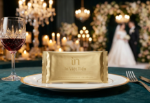 In Khăn Lạnh Tiệc Cưới TPHCM Vải 65gsm - Màng Kẽm Ánh Kim VIP